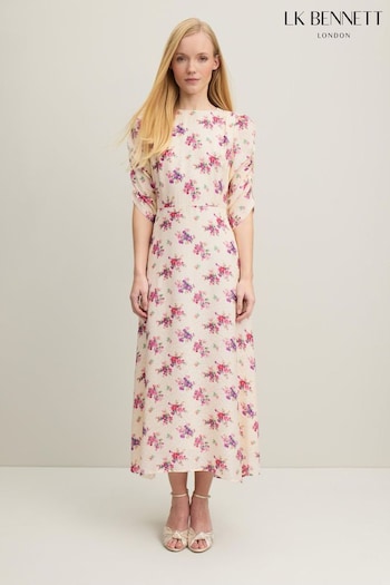 LK Bennett Delilah Bouquet Print Silk Jacquard Dress (N98861) | £459