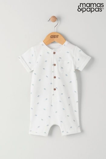 Younger Boys 3mths-7yrs Turtle All Over Print Shortie White Romper (N98899) | £16