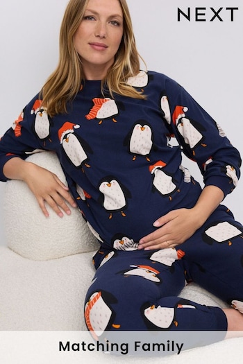 Navy Blue Matching Family Maternity Christmas Penguin Pyjamas (N99084) | £0