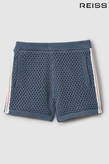 Reiss Airforce Blue Creek Crochet Contrast Trim Elasticated Shorts (N99224) | £50