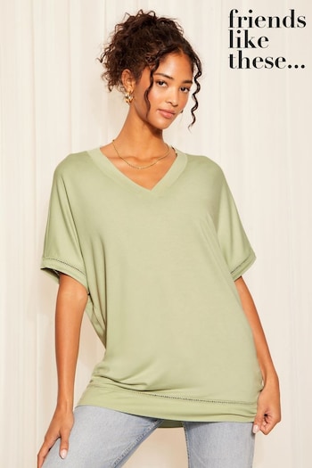 Bags & Luggage Green Short Sleeve V Neck Tunic Top (N99232) | £27