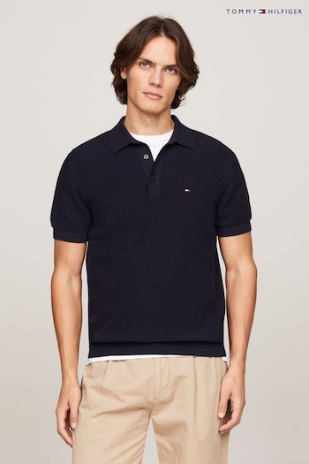 Tommy Hilfiger Oval Structure Black Polo Top (N99260) | £110