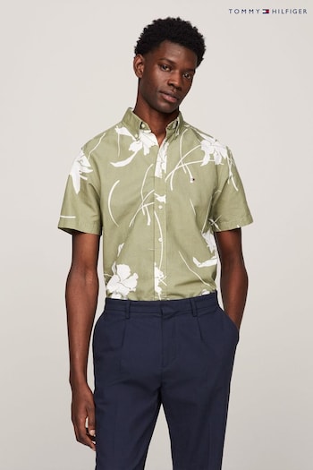 Tommy iconic Hilfiger Large Tropical Print White Shirt (N99567) | £90