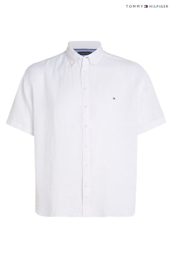 Tommy iconic Hilfiger Pigment Dyed Linen White Shirt (N99589) | £90