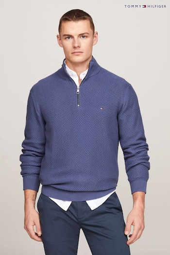 Tommy Cushion Hilfiger Structure Zip Mock Sweater (N99596) | £130