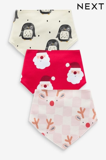 Red Baby 100% Cotton Christmas Bibs 3 Pack (N99651) | £7