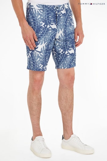 Tommy beach Hilfiger Blue Harlem Linen Floral Print Shorts (N99690) | £100