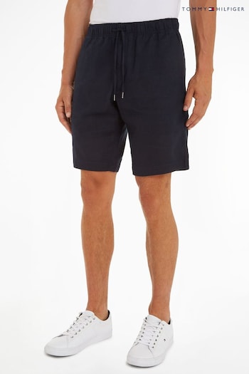Tommy Khaki Hilfiger Blue Harlem Linen Shorts (N99691) | £90
