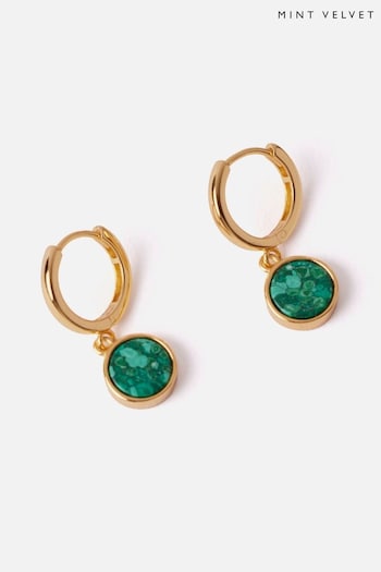 Mint Velvet Gold Tone Malachite Earrings (N99721) | £45