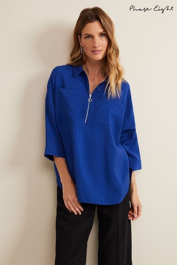 Phase Eight Blue Cynthia Zip Shirt (N99757) | £69