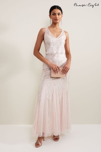 Phase Eight Pink Lexi Ditsy Beaded Cowl Maxi Dress (N99765) | £329
