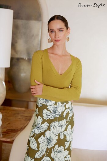 Phase Eight Green Emily Cut-Out Compact Knit Top (N99785) | £79