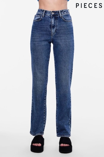 PIECES Blue High Waisted Straight Leg Jeans (N99795) | £42