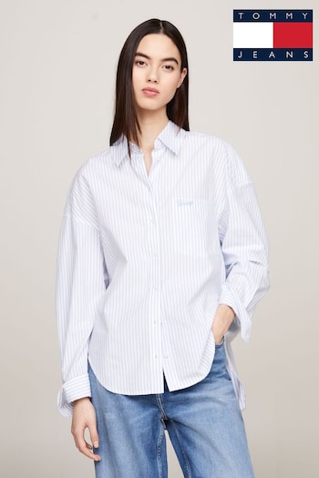 Tommy Elevated Jeans Oversized Blue Stripe Shirt (N99838) | £85