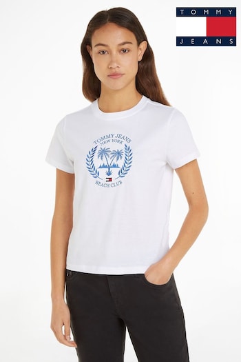 Tommy Jeans Palm Print White T-Shirt (N99883) | £35