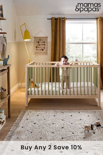 Mamas & Papas Natural Moss Green Solo Cot Bed (N99891) | £349