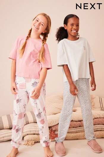 Pink/Grey 2 Pack Jogger Pyjamas (3-16yrs) (NB2642) | £22 - £30
