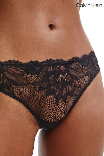 Calvin One Klein Black Floral Lace Thong (NB7892) | £25