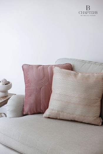 Chapter B Pink Wave Jacquard Cushion (NBE676) | £25