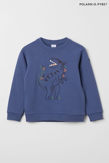 Polarn O Pyret Blue Organic Dinosaur Print Sweatshirt (NR0650) | £28