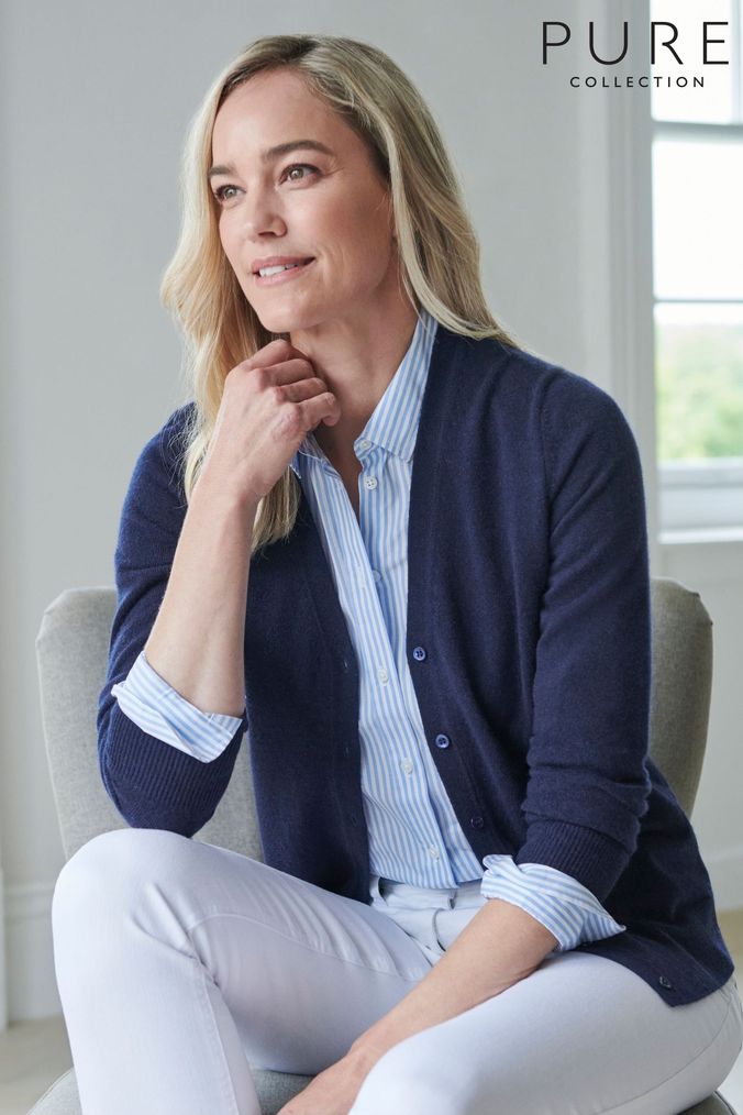Navy blue cashmere best sale cardigan
