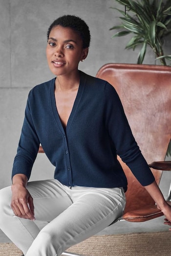 Pure Collection V-Neck Pure Cashmere Cardigan (NVF277) | £140