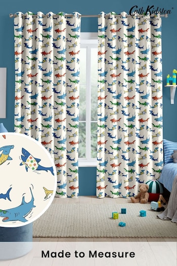 Cath Kidston Cream Kids Summer Sharks Made To Measure Curtains (NVT955) | £82