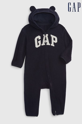 Gap Navy Logo Fleece Zip Hooded All in One - Baby (P20283) | £30