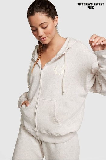 Victoria's Secret PINK Heather Oatmeal Beige Fleece Oversized Hoodie (P21012) | £45