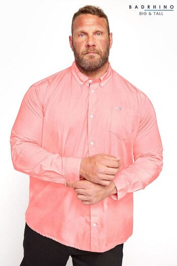 BadRhino Big & Tall Pink Cotton Poplin Long Sleeve Shirt (P21123) | £24
