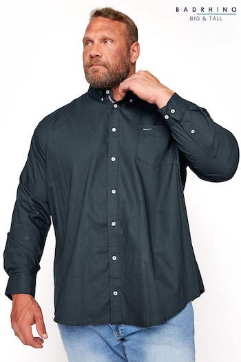 BadRhino Big & Tall Navy Essential Long Sleeve Oxford Shirt (P21128) | £24