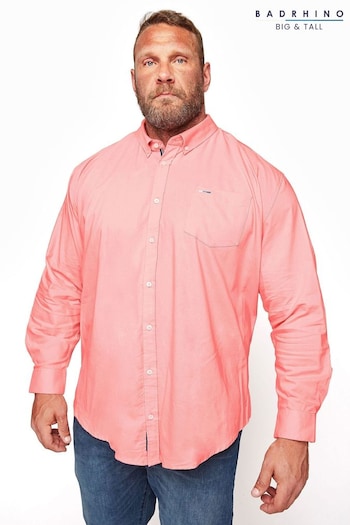 BadRhino Big & Tall Pink Essential Long Sleeve Oxford Shirt (P21130) | £24