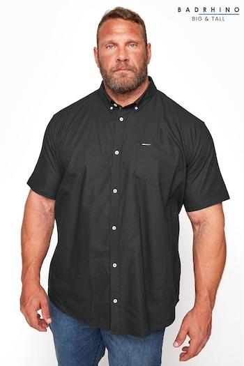 BadRhino Big & Tall Black Essential Short Sleeve Oxford Shirt (P21185) | £22