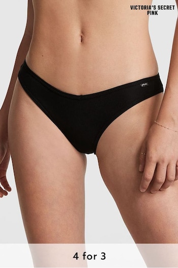 Victoria's Secret PINK Pure Black Bikini Cotton Knickers (P21387) | £9