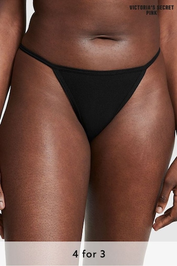 Victoria's Secret PINK Pure Black G String Cotton Knickers (P21455) | £9