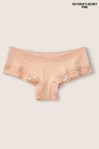 Victoria's Secret PINK Buff Nude Cheeky Lace Trim Knickers (P21478) | £9