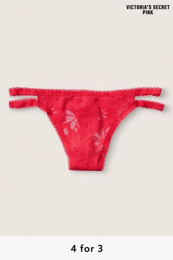 Victoria's Secret PINK Red Pepper Strappy Lace Thong Knickers (P21593) | £9