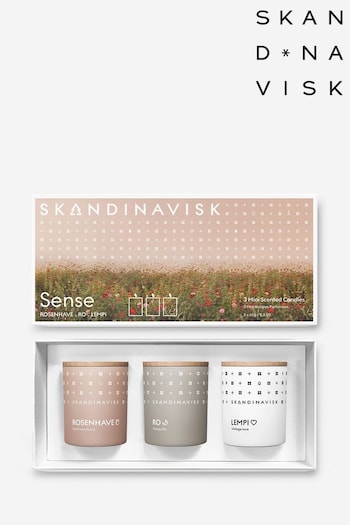 SKANDINAVISK Clear SENSE TRIO Mini Scented Candle Giftset Rosenhave, Ro, Lempi (P21840) | £55