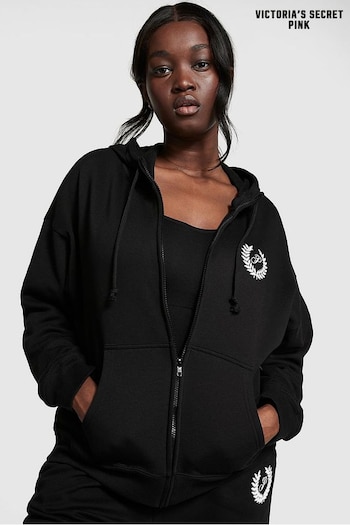 Victoria's Secret PINK Pure Black Fleece Oversized Hoodie (P22485) | £30