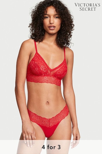 Victoria's Secret Lipstick Red Posey Lace Waist Thong Knickers (P22496) | £9