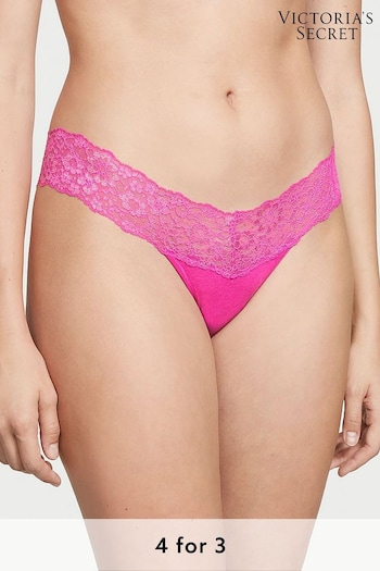 Victoria's Secret Fuchsia Frenzy Pink Posey Lace Waist Thong Knickers (P22498) | £9