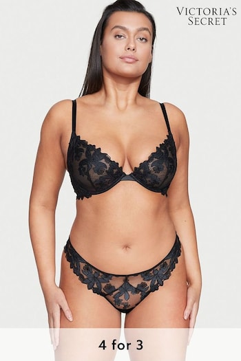 Victoria's Secret Black Embroidered Thong Knickers (P23518) | £35
