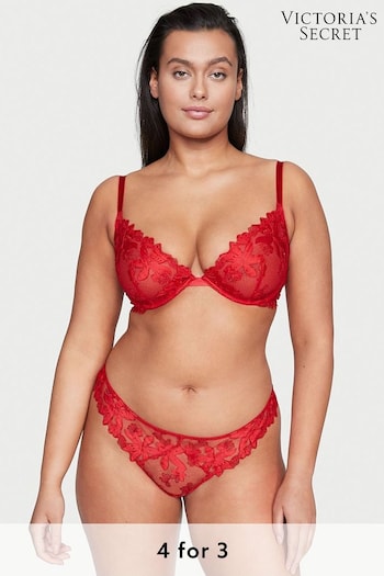 Victoria's Secret Lipstick Red Embroidered Thong Knickers (P23691) | £20