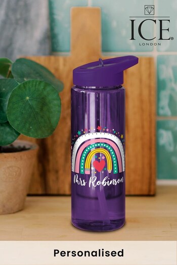 Personalised School Rainbow Water Bottle - Purple by ICE London (P26067) | £15