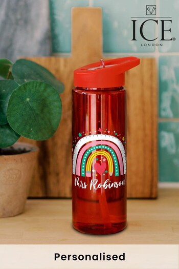Personalised School Rainbow Water Bottle - Red  by ICE London (P26271) | £15