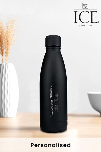 Personalised Insulated Matte Water Bottle - Black by Ice London (P27641) | £18