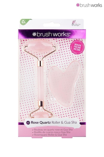 Brush Works Rose Quartz Resin Roller & Gua Sha (P27648) | £15