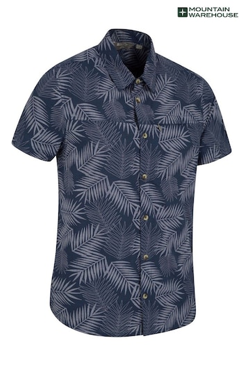 Mountain Warehouse Navy Tropical Printed Mens Short Sleeved Shirt (P27735) | £30