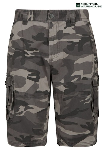 Mountain Warehouse Black Mens Camo 100% Cotton Lightweight Cargo Shorts (P27800) | £33