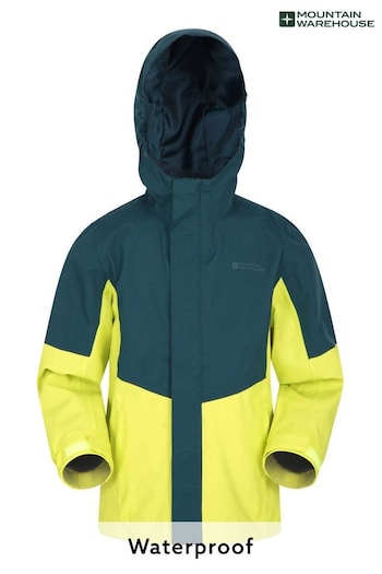 Mountain Warehouse Green Meteor Kids Waterproof, Breathable Outdoor Jacket (P28154) | £32